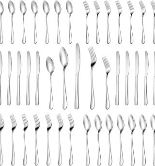 MUTNITT 30 Pcs Silverware Set Service for 6,Premium Stainless Steel Flatware Set,Mirror Polished Cutlery Utensil Sets,Durable Kitchen Eating Tableware Sets,Include Fork Knife Spoon,Dishwasher Safe
